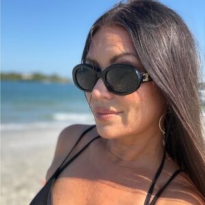 Authentic Celine Triomphe Black Oval Sunglasses Excellent Condition